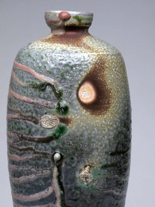 Anagama woodfired porcelain bottle
